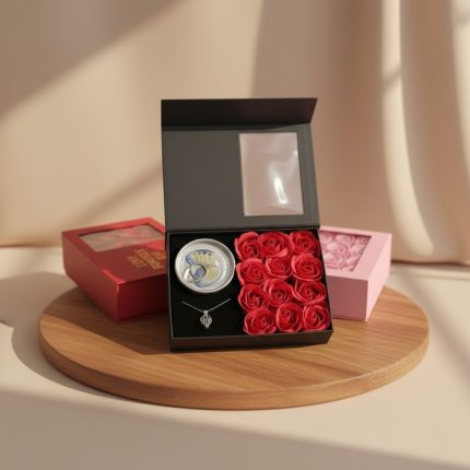 Red Rose Pearl Necklace Luxury Gift Box
